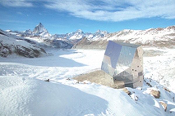 Glittering mountain hut in the Monte Rosa massif Glittering mountain hut in the Monte Rosa massif