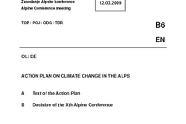 Action Plan on Climate Change in the Alps Action Plan on Climate Change in the Alps