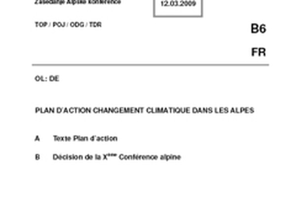 Plan d’action sur le changement Climatique dans les Alpes Plan d’action sur le changement Climatique dans les Alpes