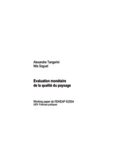 Evaluation monétaire de la qualité du paysage